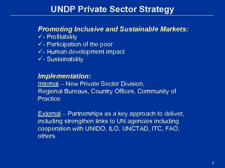 Promoting Inclusive Market Development UNDP S Private Sector Strategy