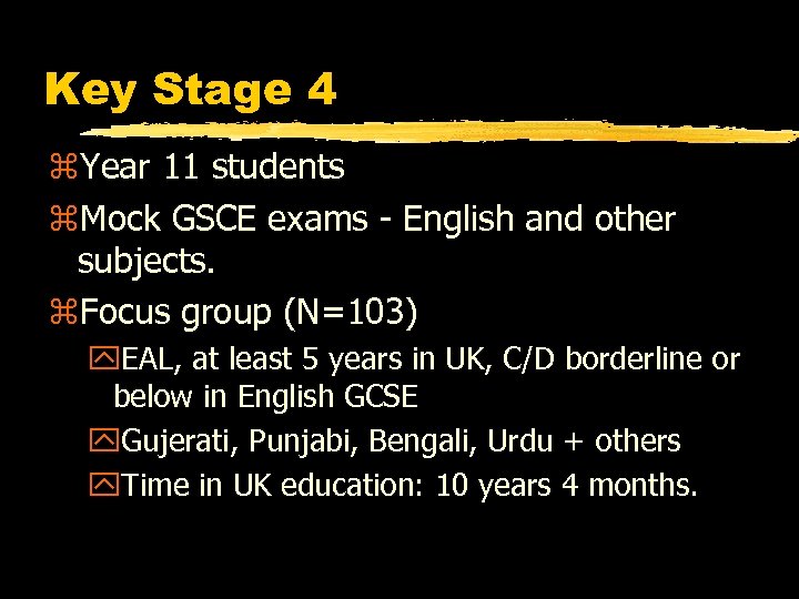 Key Stage 4 z. Year 11 students z. Mock GSCE exams - English and