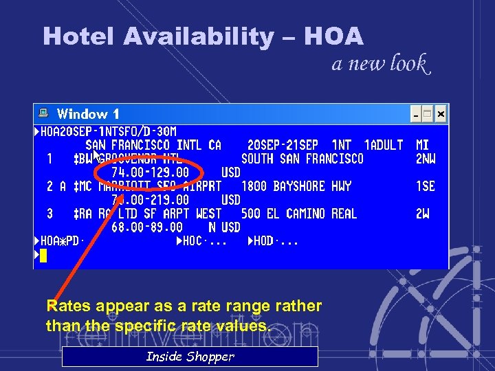 Hotel Availability – HOA a new look Rates appear as a rate range rather