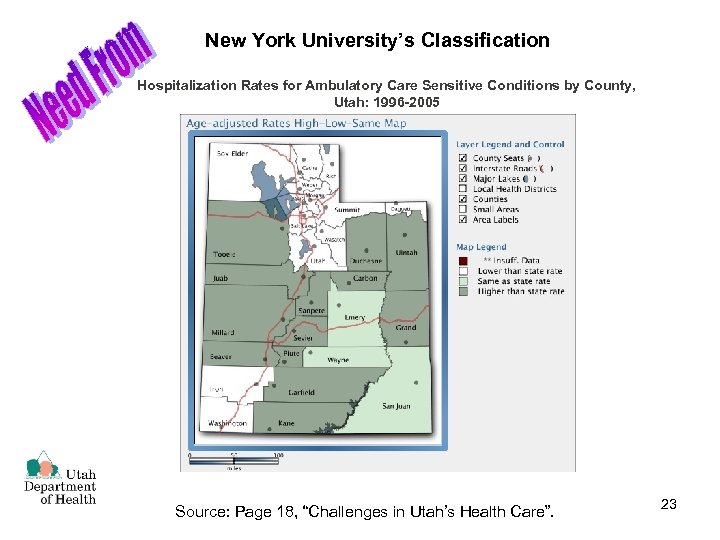 New York University’s Classification Hospitalization Rates for Ambulatory Care Sensitive Conditions by County, Utah: