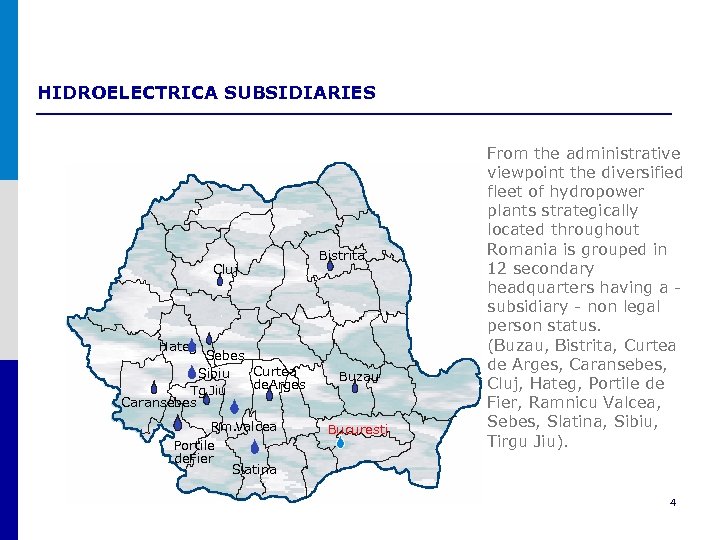HIDROELECTRICA SUBSIDIARIES Cluj Bistrita Hateg Sebes Curtea Sibiu de. Arges Tg Jiu. Caransebes Rm.