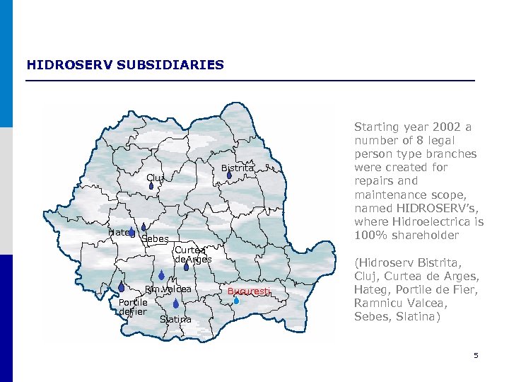HIDROSERV SUBSIDIARIES Cluj Bistrita Hateg Sebes Curtea Sibiu de. Arges Tg Jiu. Caransebes Rm.