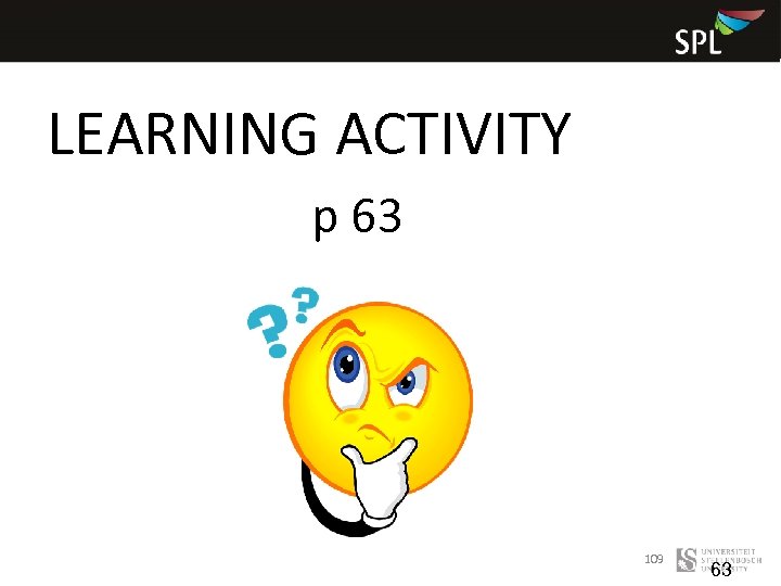 LEARNING ACTIVITY p 63 109 63 