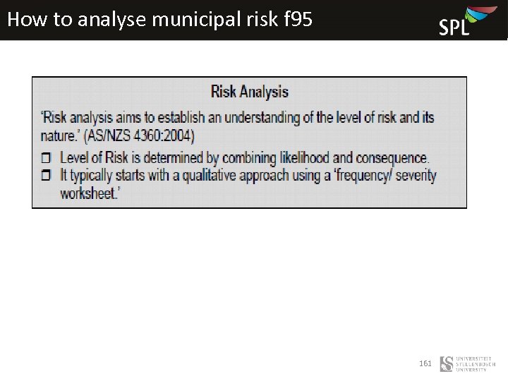 How to analyse municipal risk f 95 161 