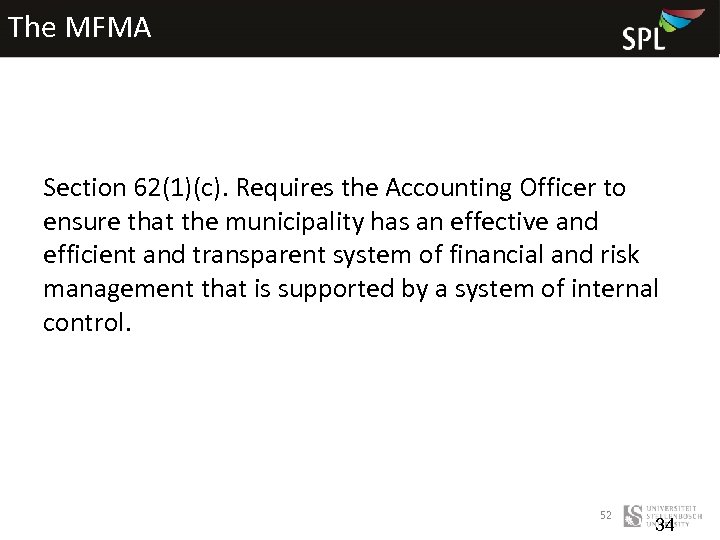The MFMA Section 62(1)(c). Requires the Accounting Officer to ensure that the municipality has