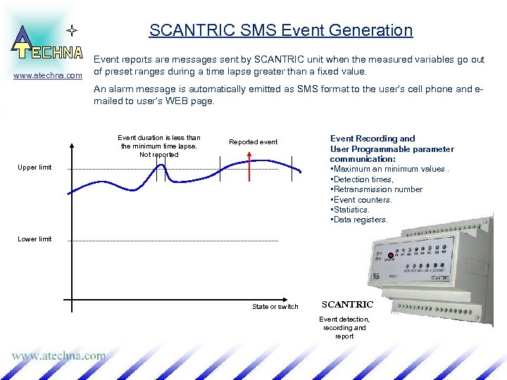 SCANTRIC SMS Event Generation www. atechna. com Event reports are messages sent by SCANTRIC