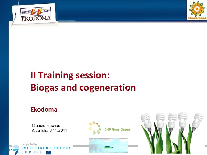 II Training session: Biogas and cogeneration Ekodoma Claudio Rochas Alba Iulia 3. 11. 2011