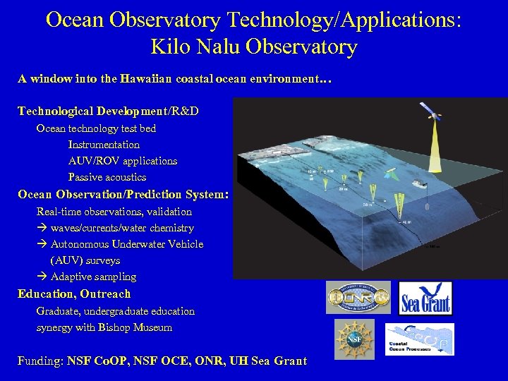 Ocean Observatory Technology/Applications: Kilo Nalu Observatory A window into the Hawaiian coastal ocean environment…