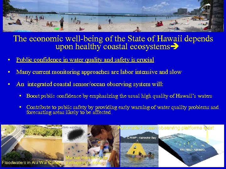 The economic well-being of the State of Hawaii depends upon healthy coastal ecosystems •