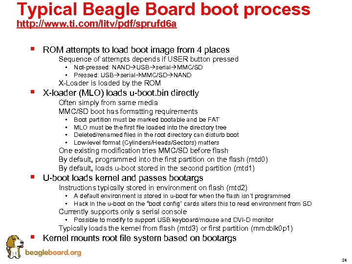 Typical Beagle Board boot process http: //www. ti. com/litv/pdf/sprufd 6 a § § §