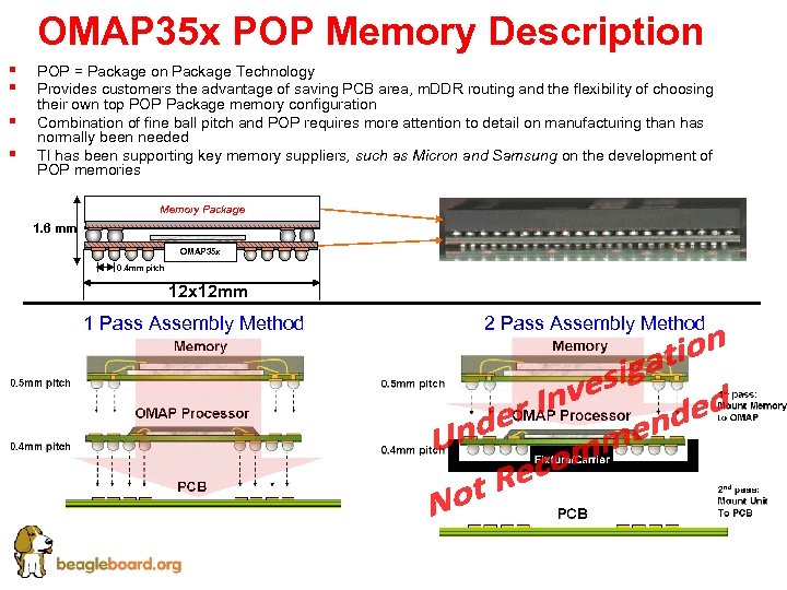 OMAP 35 x POP Memory Description § § POP = Package on Package Technology