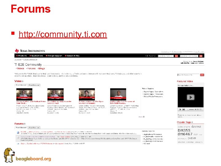 Forums § http: //community. ti. com 