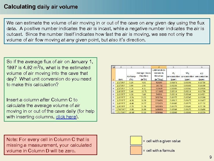 Calculating daily air volume We can estimate the volume of air moving in or