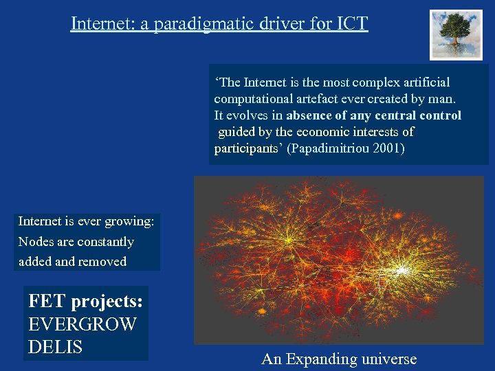 Internet: a paradigmatic driver for ICT ‘The Internet is the most complex artificial computational