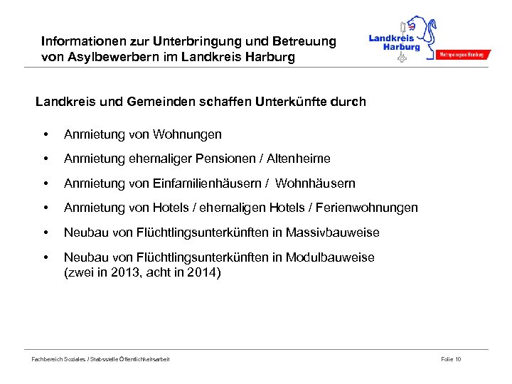 Informationen zur Unterbringung und Betreuung von Asylbewerbern im Landkreis Harburg Landkreis und Gemeinden schaffen