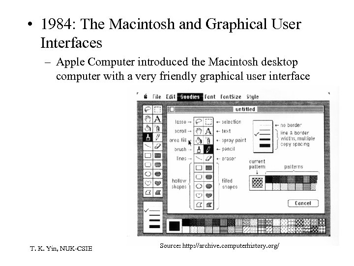  • 1984: The Macintosh and Graphical User Interfaces – Apple Computer introduced the