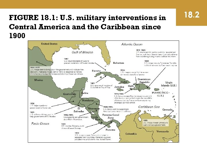 FIGURE 18. 1: U. S. military interventions in Central America and the Caribbean since