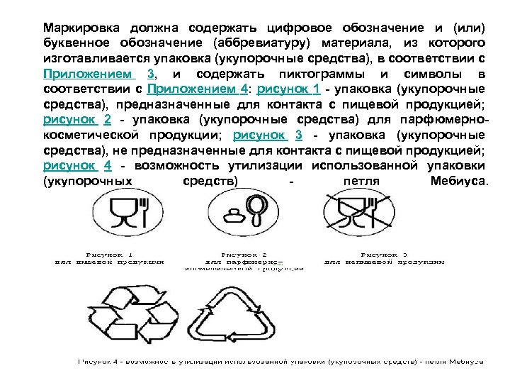 Маркировка должна содержать цифровое обозначение и (или) буквенное обозначение (аббревиатуру) материала, из которого изготавливается