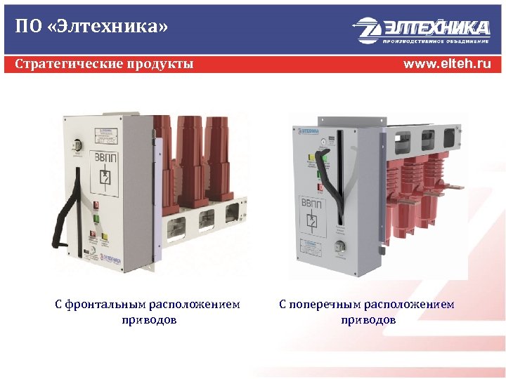 ПО «Элтехника» Стратегические продукты С фронтальным расположением приводов www. elteh. ru С поперечным расположением