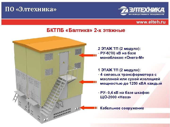 ПО «Элтехника» www. elteh. ru БКТПБ «Балтика» 2 -х этажные 2 ЭТАЖ ТП (2