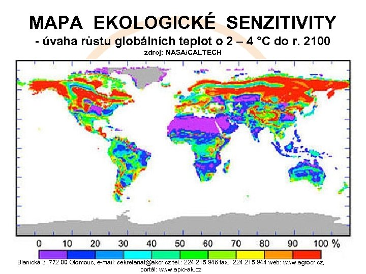 MAPA EKOLOGICKÉ SENZITIVITY - úvaha růstu globálních teplot o 2 – 4 °C do