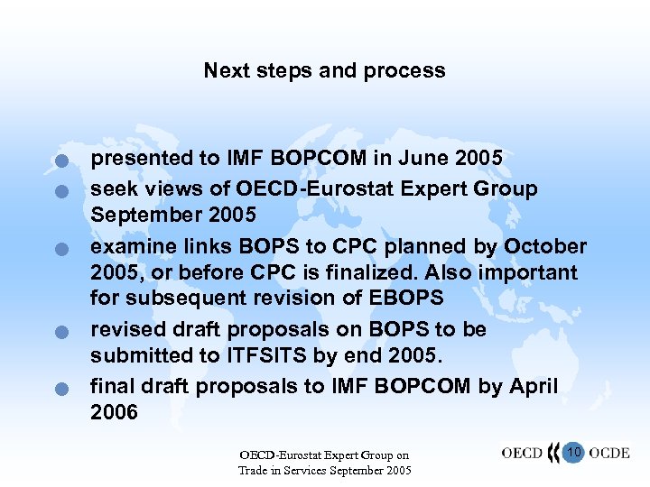 Next steps and process n n n presented to IMF BOPCOM in June 2005