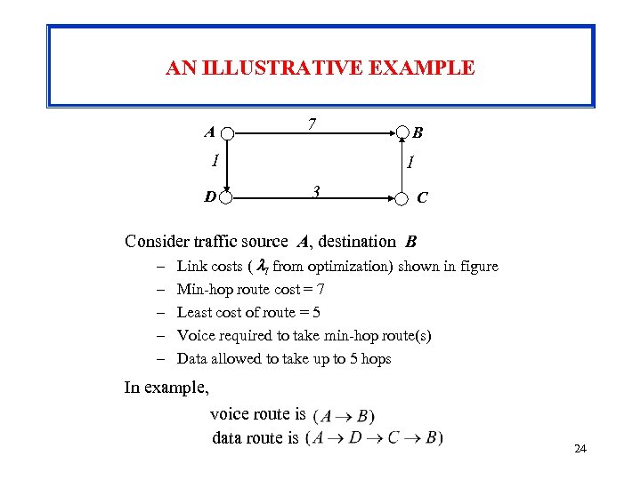 AN ILLUSTRATIVE EXAMPLE A 7 1 D B 1 3 C Consider traffic source