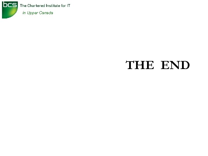 in Upper Canada THE END 