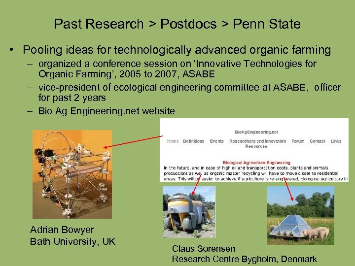 Past Research > Postdocs > Penn State • Pooling ideas for technologically advanced organic