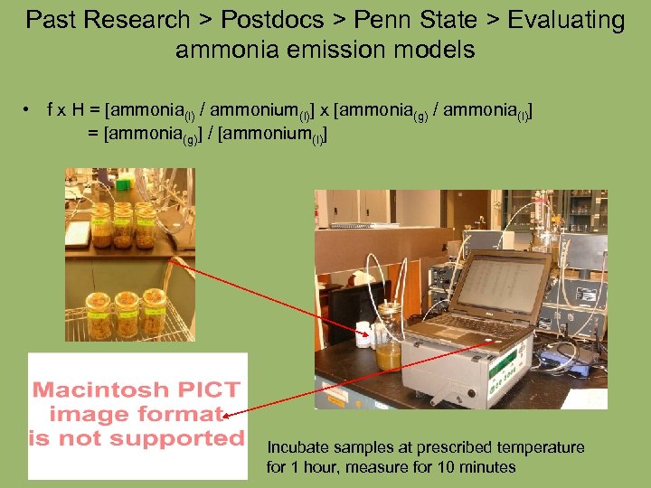 Past Research > Postdocs > Penn State > Evaluating ammonia emission models • f