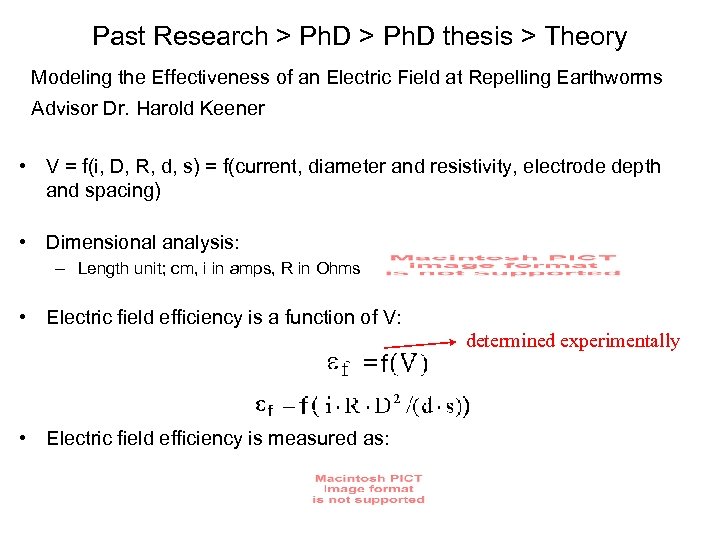 Past Research > Ph. D thesis > Theory Modeling the Effectiveness of an Electric