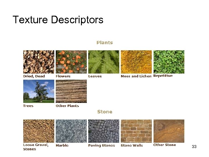 Texture Descriptors 33 