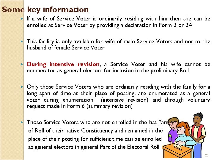 Some key information If a wife of Service Voter is ordinarily residing with him