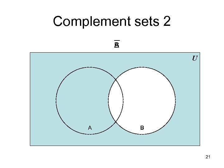 Complement sets 2 _ B A U A B 21 