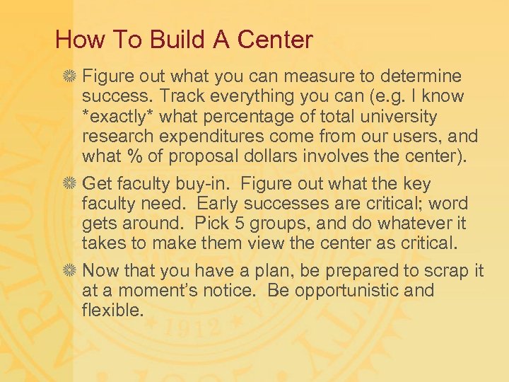 How To Build A Center Figure out what you can measure to determine success.