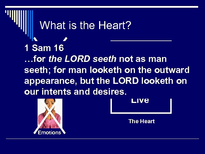 What is the Heart? 1 Sam 16 …for the LORD seeth The as man