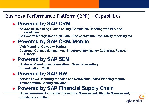 Business Performance Platform (BPP) - Capabilities l Powered by SAP CRM Advanced Up-selling /