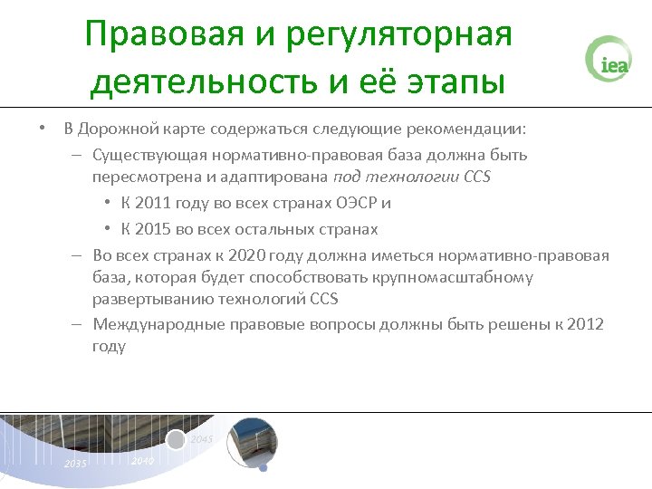 Правовая и регуляторная деятельность и её этапы • В Дорожной карте содержаться следующие рекомендации: