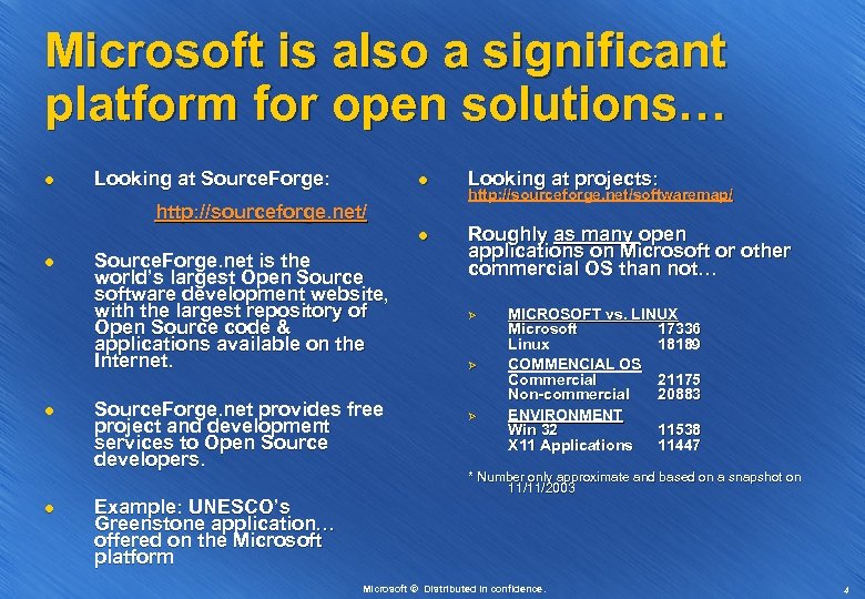 Microsoft is also a significant platform for open solutions… l l l Looking at