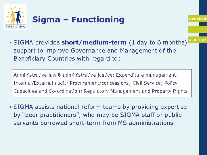 Sigma – Functioning • SIGMA provides short/medium-term (1 day to 6 months) support to