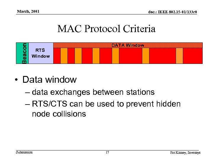 March, 2001 doc. : IEEE 802. 15 -01/133 r 0 Beacon MAC Protocol Criteria