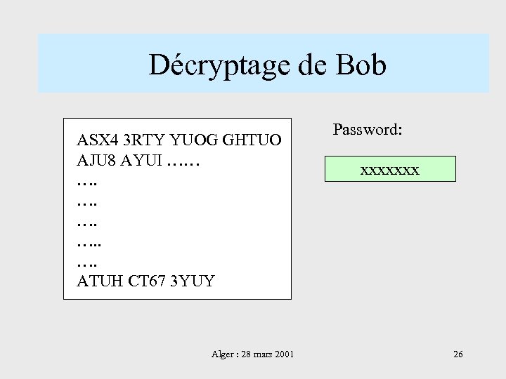  Décryptage de Bob ASX 4 3 RTY YUOG GHTUO AJU 8 AYUI ……