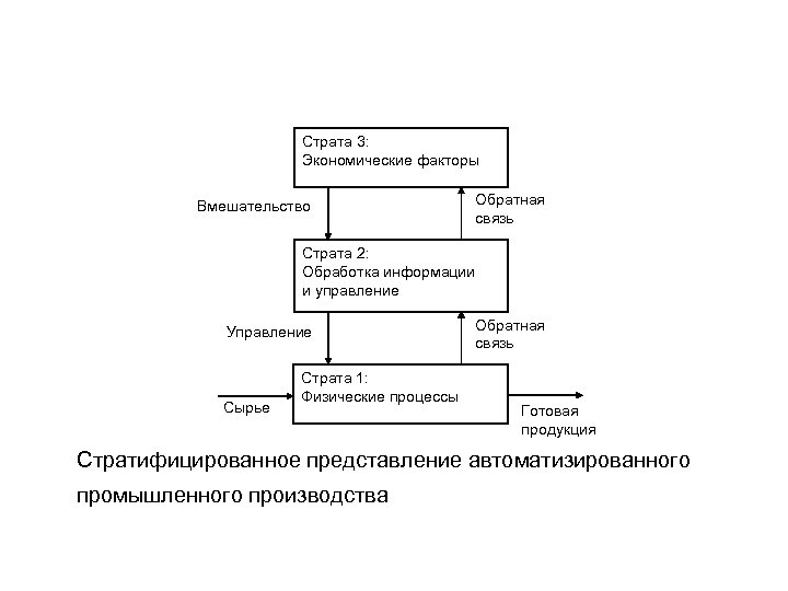 Страта 3: Экономические факторы Вмешательство Обратная связь Страта 2: Обработка информации и управление Управление