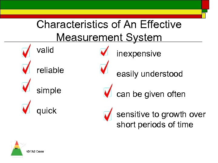 Characteristics of An Effective Measurement System valid inexpensive reliable easily understood simple can be