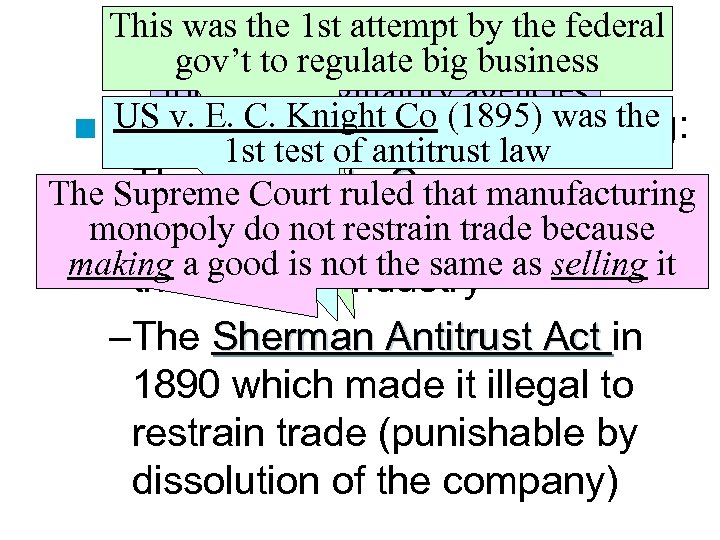 This was the 1 st attempt by the federal The ICCregulate Trusts gov’t Tariffs