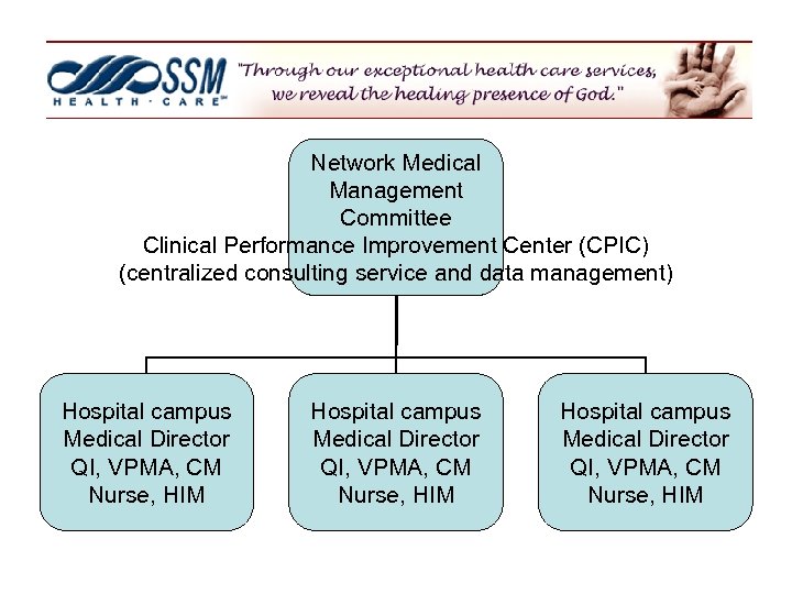 Network Medical Management Committee Clinical Performance Improvement Center (CPIC) (centralized consulting service and data