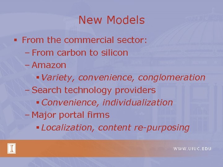 New Models § From the commercial sector: – From carbon to silicon – Amazon