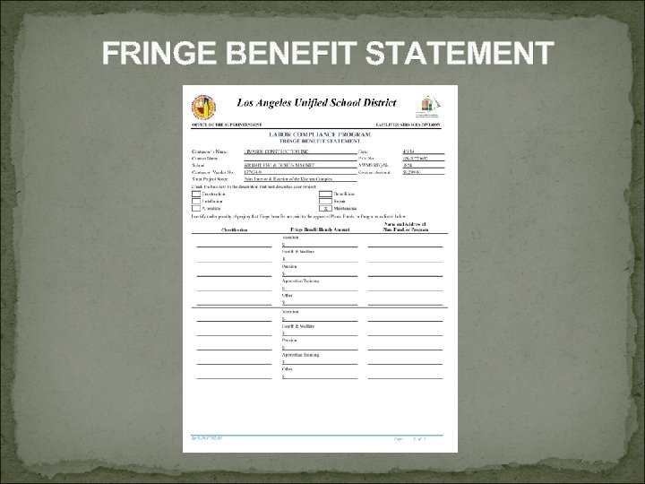FRINGE BENEFIT STATEMENT 