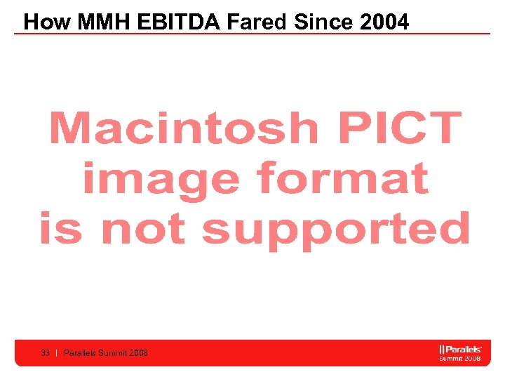 How MMH EBITDA Fared Since 2004 33 Parallels Summit 2008 