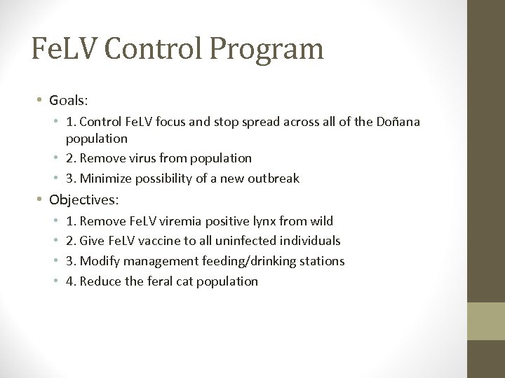 Fe. LV Control Program • Goals: • 1. Control Fe. LV focus and stop